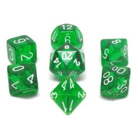 CHX23075 Dés «Translucent Green/white» Polyhedral / 7 dés