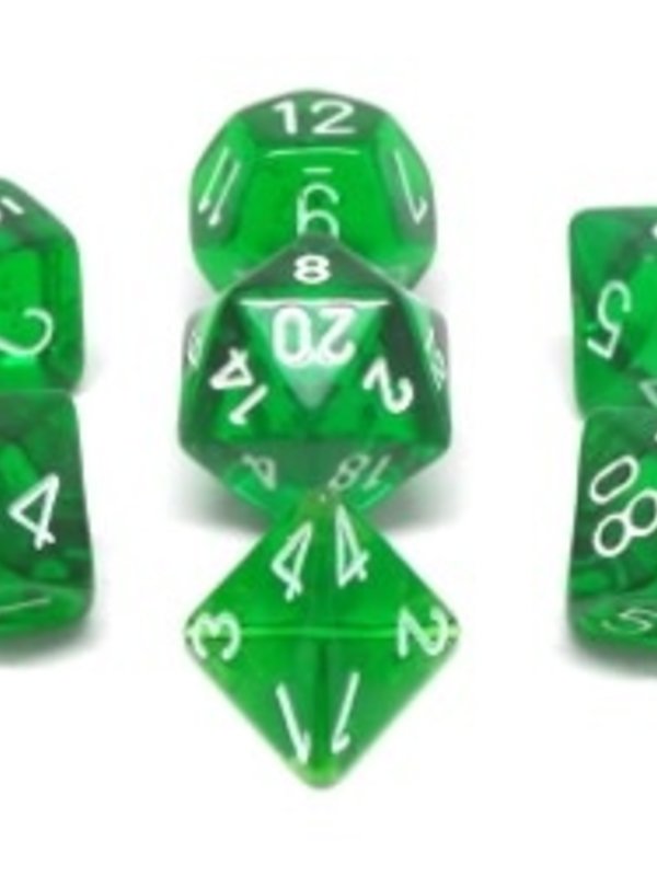 CHX23075 Dés «Translucent Green/white» Polyhedral / 7 dés