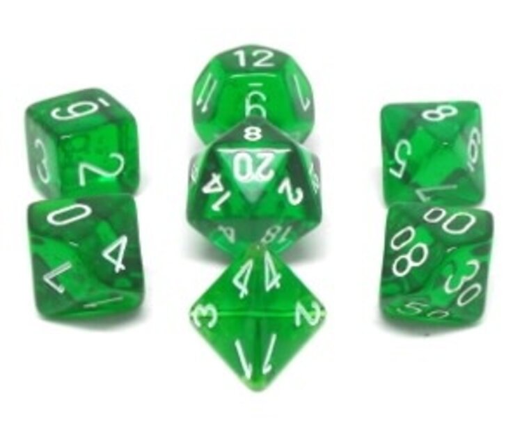CHX23075 Dés «Translucent Green/white» Polyhedral / 7 dés