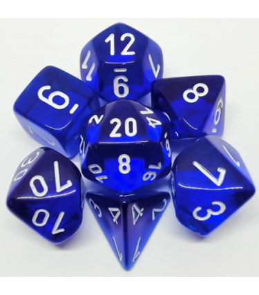 CHX23076 Dés «Translucent Blue/white» Polyhedral / 7 dés