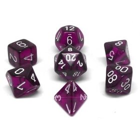 CHX23077 Dés «Translucent Purple/white» Polyhedral / 7 dés