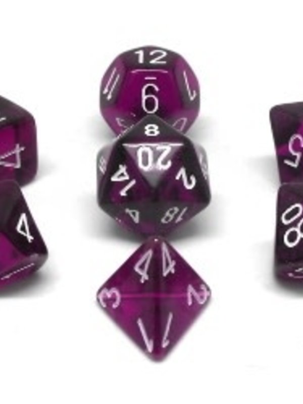 CHX23077 Dés «Translucent Purple/white» Polyhedral / 7 dés