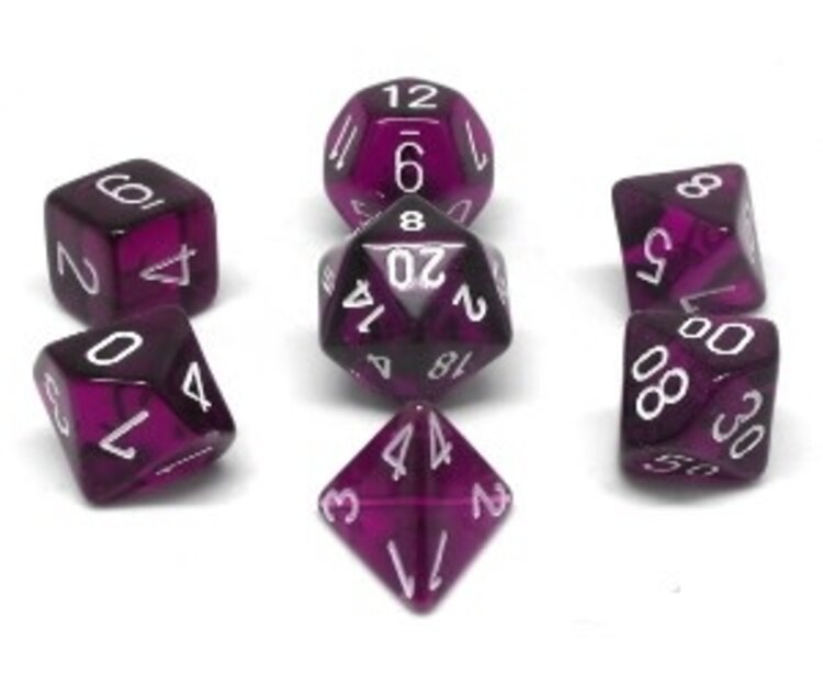 CHX23077 Dés «Translucent Purple/white» Polyhedral / 7 dés