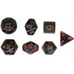 CHX23088  Dés «Translucent Smoke/red» Polyhedral / 7 dés