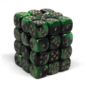CHX26839  Dés «Black-Green/gold» D6 Gemini / 36 dés