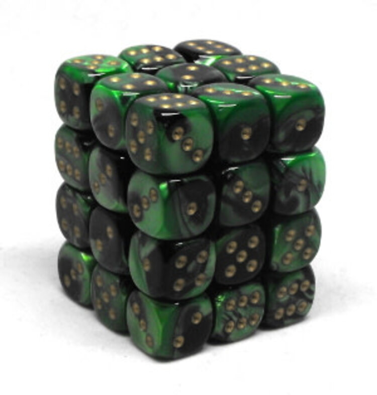 CHX26839  Dés «Black-Green/gold» D6 Gemini / 36 dés