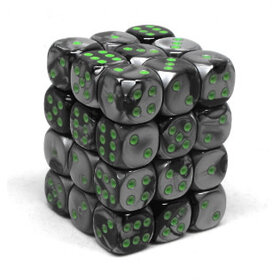 CHX26845 Dés «Black-Grey/green» D6 Gemini / 36 dés