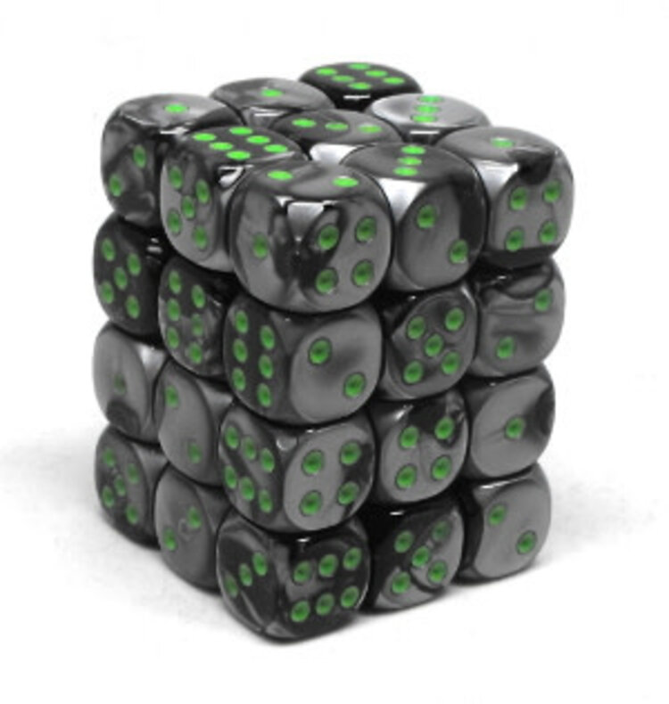 CHX26845 Dés «Black-Grey/green» D6 Gemini / 36 dés