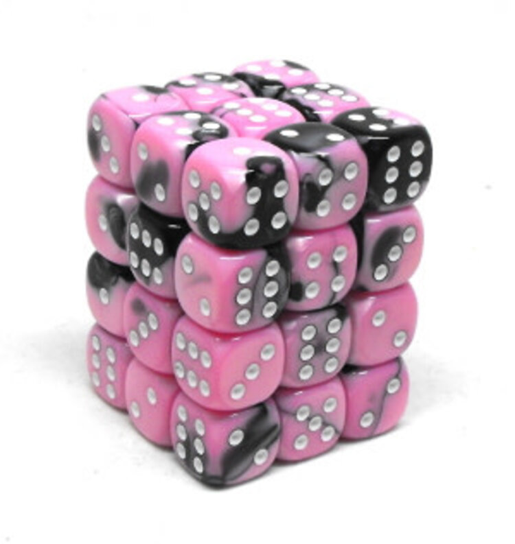 CHX26830 Dés «Black-Pink/white» D6 Gemini / 36 dés