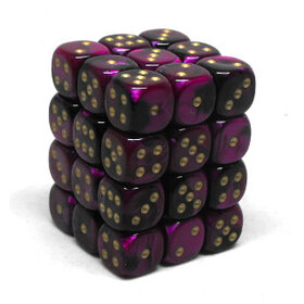 CHX26840 Dés «Black-Purple/gold» D6 Gemini / 36 dés