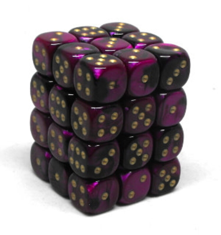 CHX26840 Dés «Black-Purple/gold» D6 Gemini / 36 dés