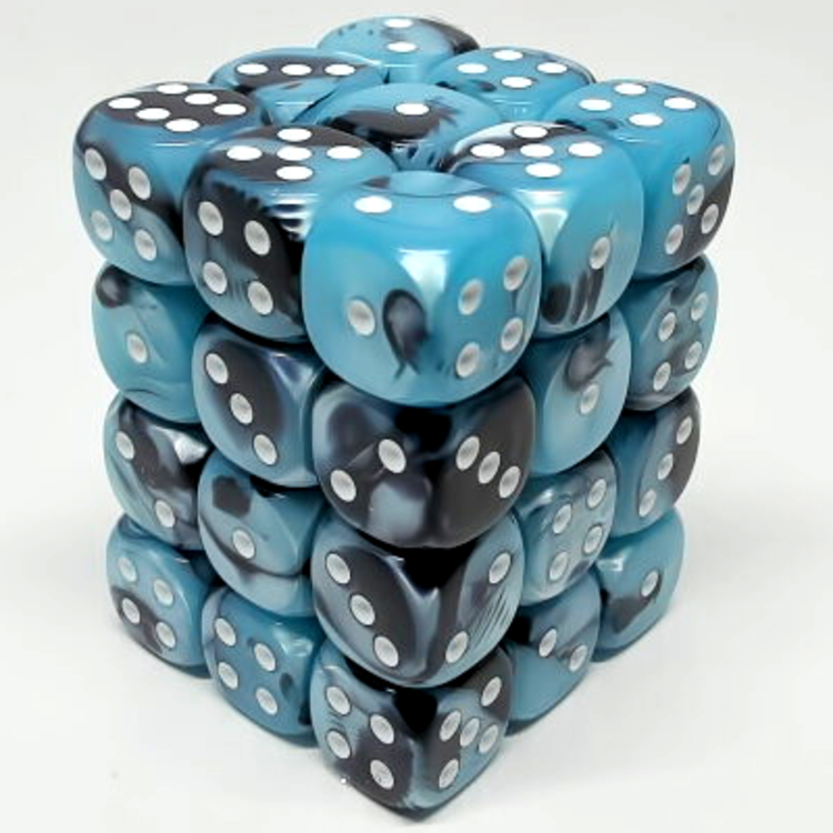 CHX26846 Dés «Black-Shell/white» D6 Gemini / 36 dés