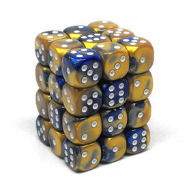 CHX26822 Dés «Blue-Gold/white» D6 Gemini / 36 dés