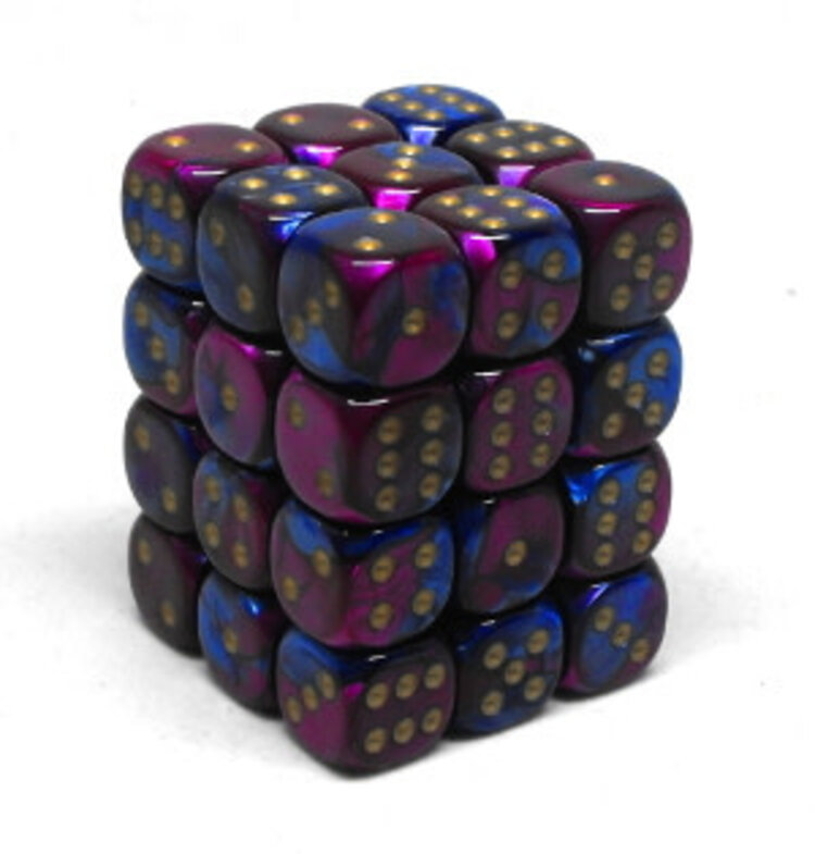CHX26828 Dés «Blue-Purple/gold» D6 Gemini / 36 dés