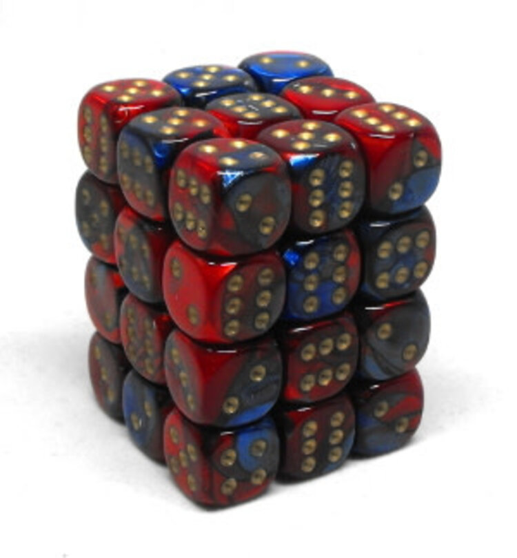 CHX26829 Dés «Blue-Red/gold» D6 Gemini / 36 dés