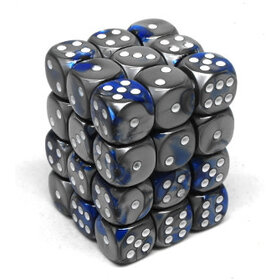 CHX26823 Dés «Blue-Steel/white» D6 Gemini / 36 dés