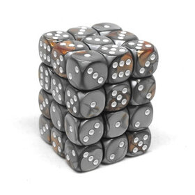 CHX26824 Dés «Copper-Steel/white» D6 Gemini / 36 dés