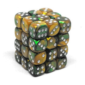 CHX26825 Dés «Gold-Greenl/white» D6 Gemini / 36 dés