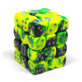 CHX26854 Dés «Green-Yellow/silver» D6 Gemini / 36 dés