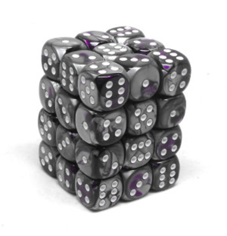 CHX26832 Dés «Purple-Steel/white» D6 Gemini / 36 dés