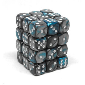 CHX26856 Dés «Steel-Teal/white» D6 Gemini / 36 dés