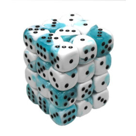 CHX26844 Dés «Teal-White/black» D6 Gemini / 36 dés