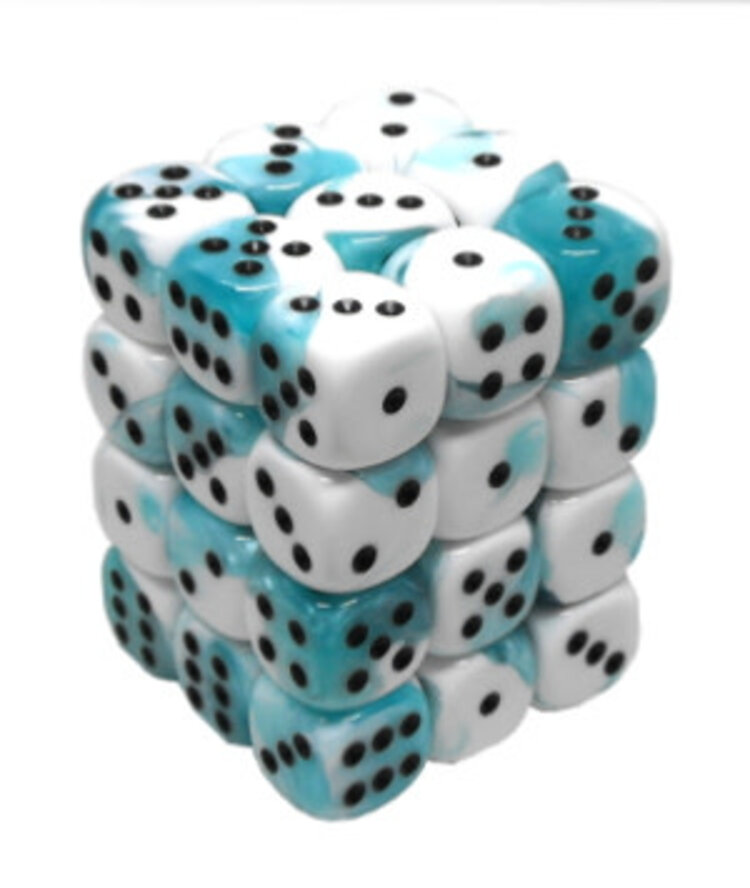 CHX26844 Dés «Teal-White/black» D6 Gemini / 36 dés