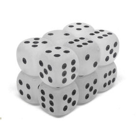 CHX27601 Dés «givré clair avec points noirs» D6 16mm / 12 dés