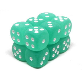 CHX27605 Dés «givré sarcelle avec points blancs» D6 16mm / 12 dés