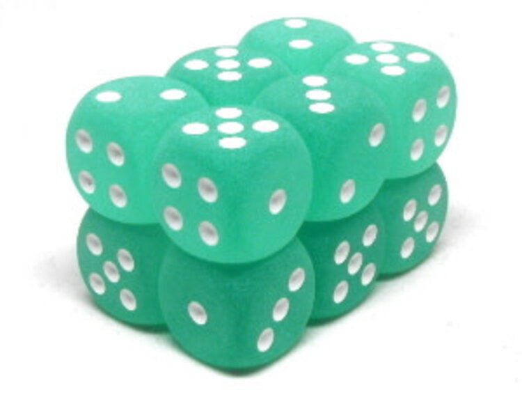 CHX27605 Dés «givré sarcelle avec points blancs» D6 16mm / 12 dés