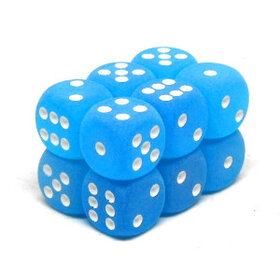 CHX27616 Dés «givré bleu des Caraibes avec points blancs» D6 16mm / 12 dés