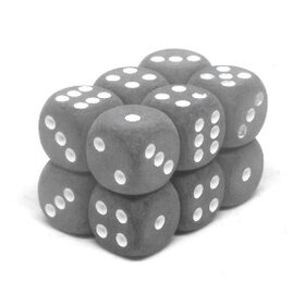 CHXLE409  Dés «givré fumée avec points blancs» D6 16mm / 12 dés