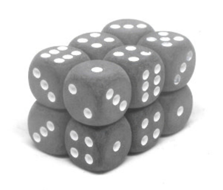 CHXLE409  Dés «givré fumée avec points blancs» D6 16mm / 12 dés