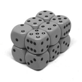 CHX25610 Dés «opaques gris avec points noirs» D6 16mm / 12 dés