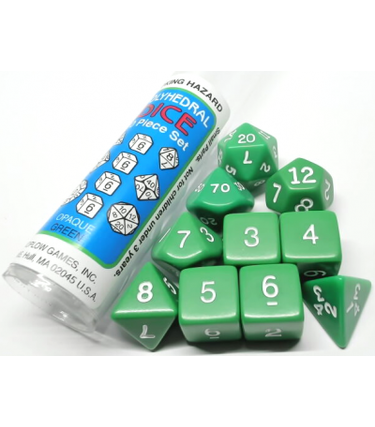 Koplow Games KG10055 Dés «polyédriques opaques vert avec chiffres blancs» / 10 dés