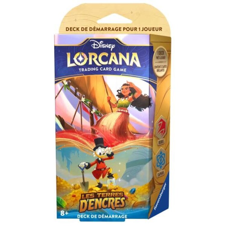 Ravensburger Disney Lorcana: Set 3: Les Terres D'Encres: Deck De Démarrage: Donald Duck Et Vaiana (FR)