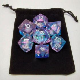 Désirable Games DGLQ03 - Kit De Dés "Liquid Core" Tourbillon De Rêves: Bleu Et Rose