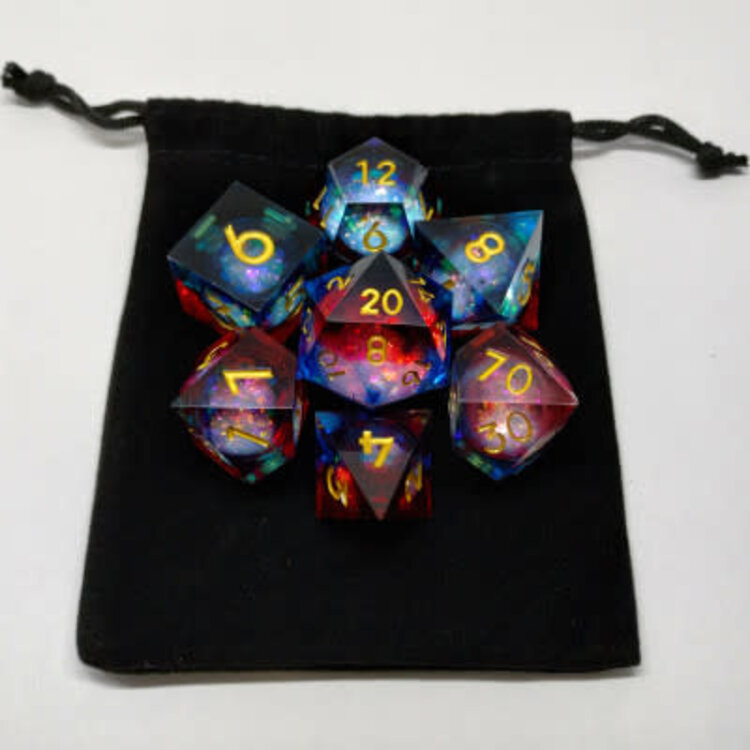 Désirable Games DGLQ04 - Kit De Dés  "Liquid Core" Tourbillon De Rêves: Bleu Et Rouge