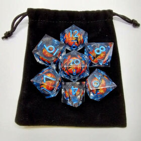 Désirable Games DGLQ12 - Kit De Dés "Liquid Core" Oeil De Dragon: translucide bleu / oeil rouge
