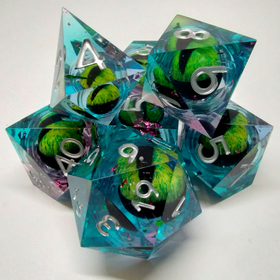Désirable Games DGLQ32 - Kit De Dés "Liquid Core" Oeil De Dragon: bleu ciel / rose