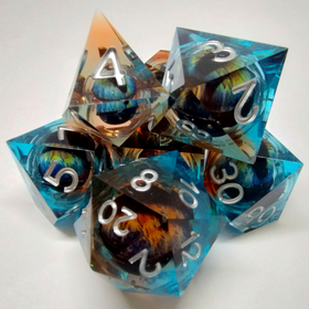 Désirable Games DGLQ34 - Kit De Dés "Liquid Core" Oeil De Dragon: bleu / orange