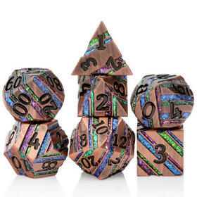 Désirable Games DGSM01 - Dés: Métal Striés: cuivre antique / stries multicolores
