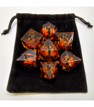 Désirable Games DGLQ20 Kit De Dés  "Liquid Core" Oeil De Dragon: orange avec chiffres noirs