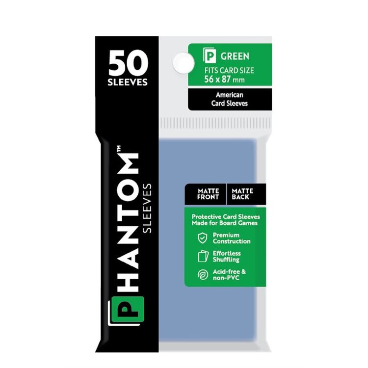 Capstone Games CSGPS3005 Phantom: Green «Matte American» 56mm x 87mm / 50 Sleeves