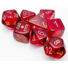 CHX30058 Dés «Translucent Crimson/Red/Gold» Polyhedral/ Set 8 dés