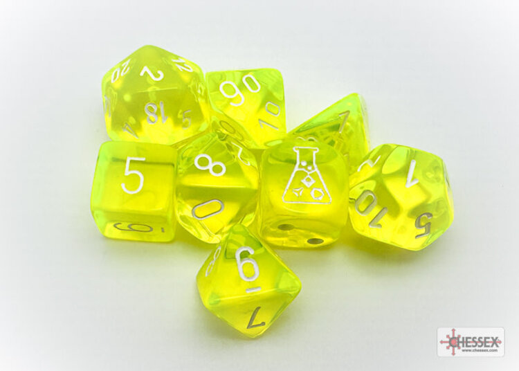 CHX30061 Dés «Translucent Neon/Yellow/White» Polyhedral/ Set 8 dés