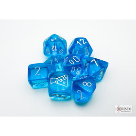 CHX30063 Dés «Translucent Tropical/Blue/White» Polyhedral/ Set 8 dés