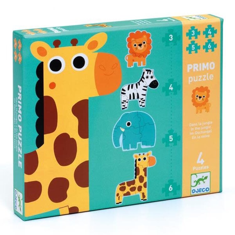 Djeco Primo Puzzle: Dans La Jungle: 3,4,5,6 pièces (ML)