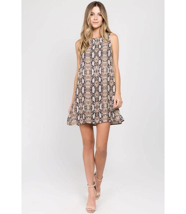 snake print shift dress