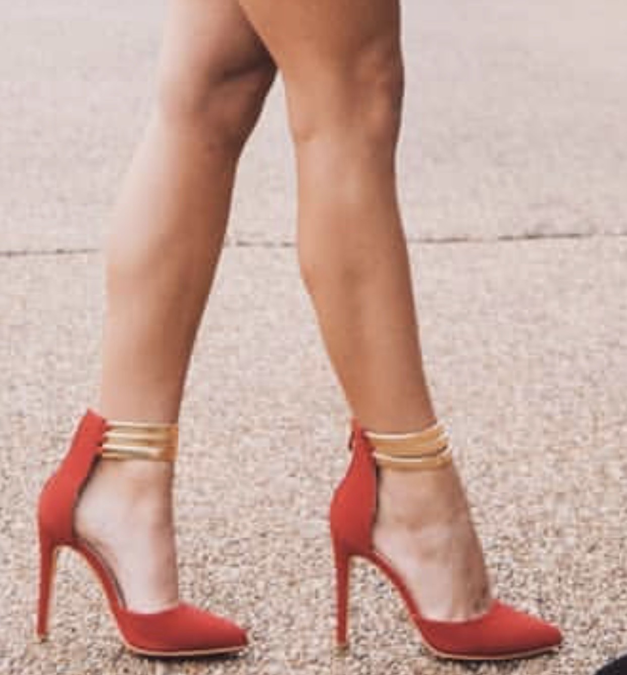 gold ankle cuff heels